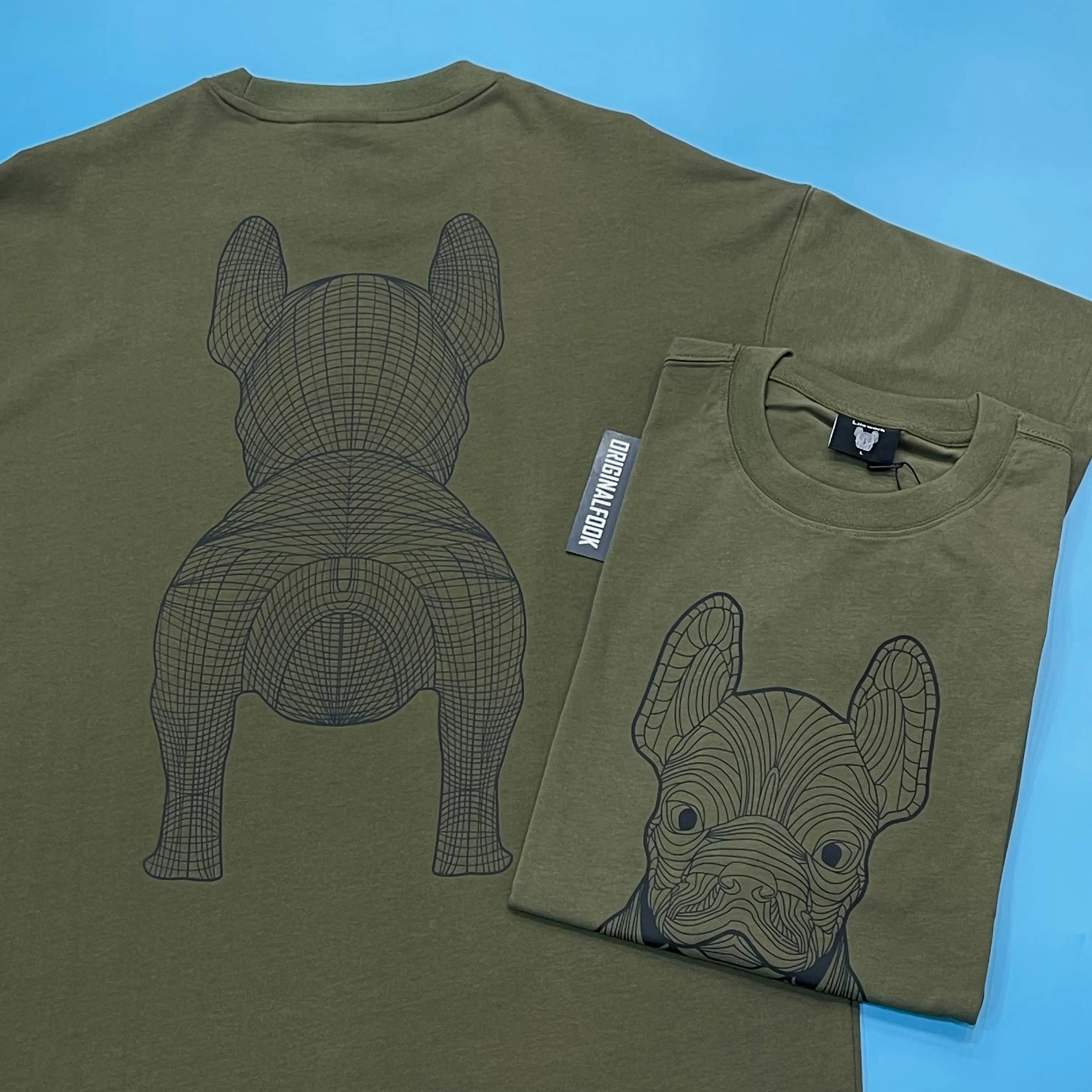 LifeWork Outline Bulldog Tee Khaki