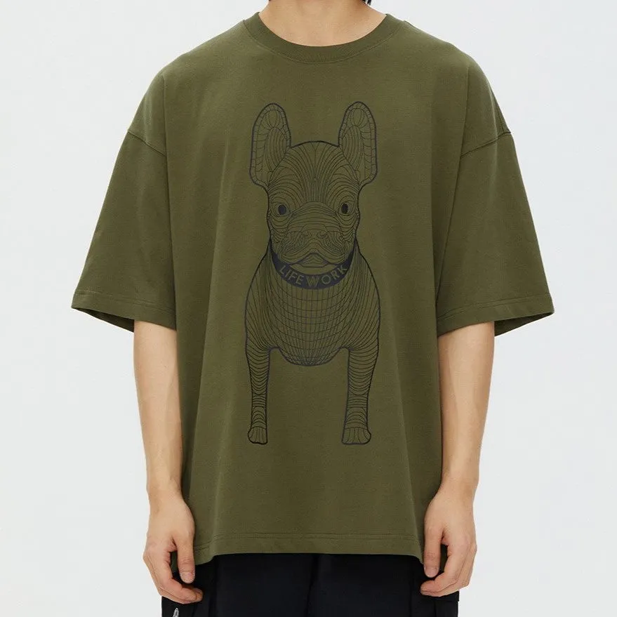 LifeWork Outline Bulldog Tee Khaki