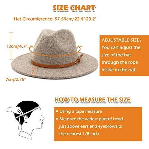 Lisianthus Women Belt Buckle Wool Wide Brim Fedora Hat Oatmeal