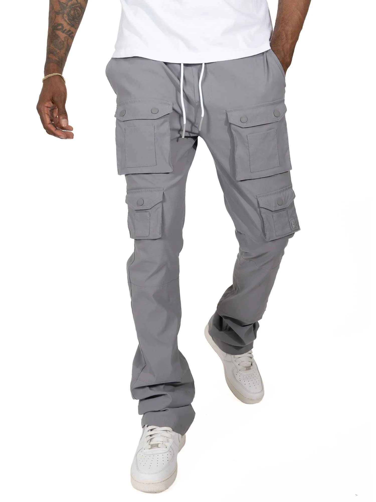 M1633 Colton 34” Stack Nylon/Spandex  Sweat Pants - Dark Gray