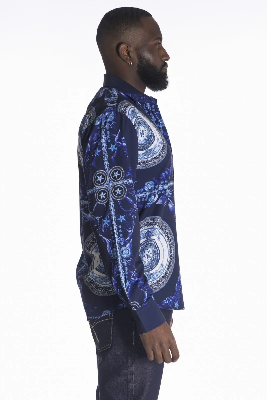 M1831 Barbato Printed Shirt - Navy