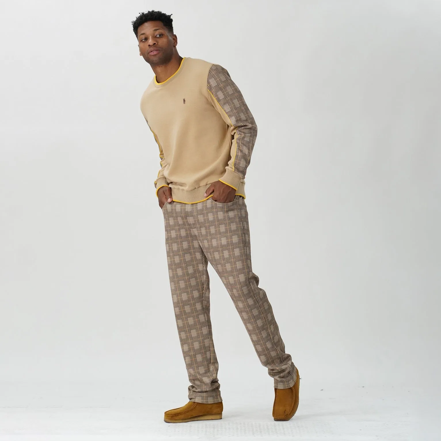 M1931 Vercelli Plaid Suede Pants - Khaki