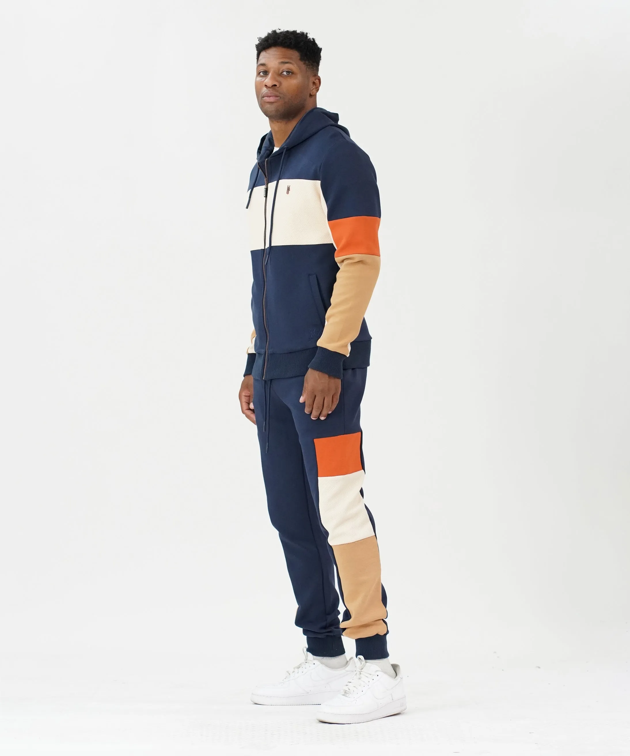 M2323 Paolo Fleece Jacquard Hoodie Track Set - Navy