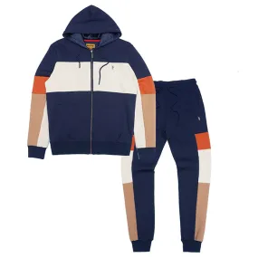 M2323 Paolo Fleece Jacquard Hoodie Track Set - Navy