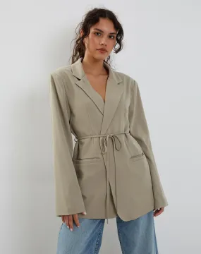 Mayta Tie Waist Blazer in Tailoring Taupe