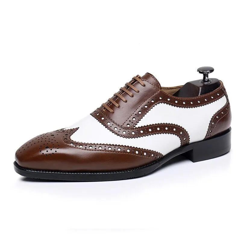 Men's Genuine Leather Pointed Toe Lace-up Closure Formal Shoes