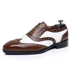 Men's Genuine Leather Pointed Toe Lace-up Closure Formal Shoes