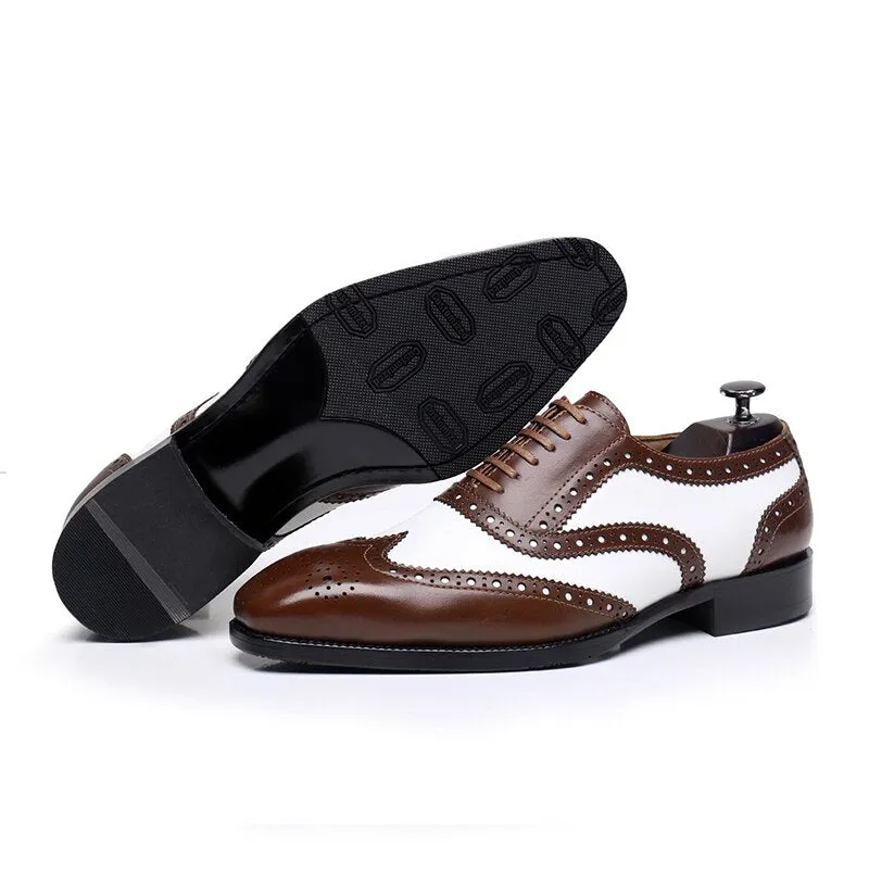 Men's Genuine Leather Pointed Toe Lace-up Closure Formal Shoes