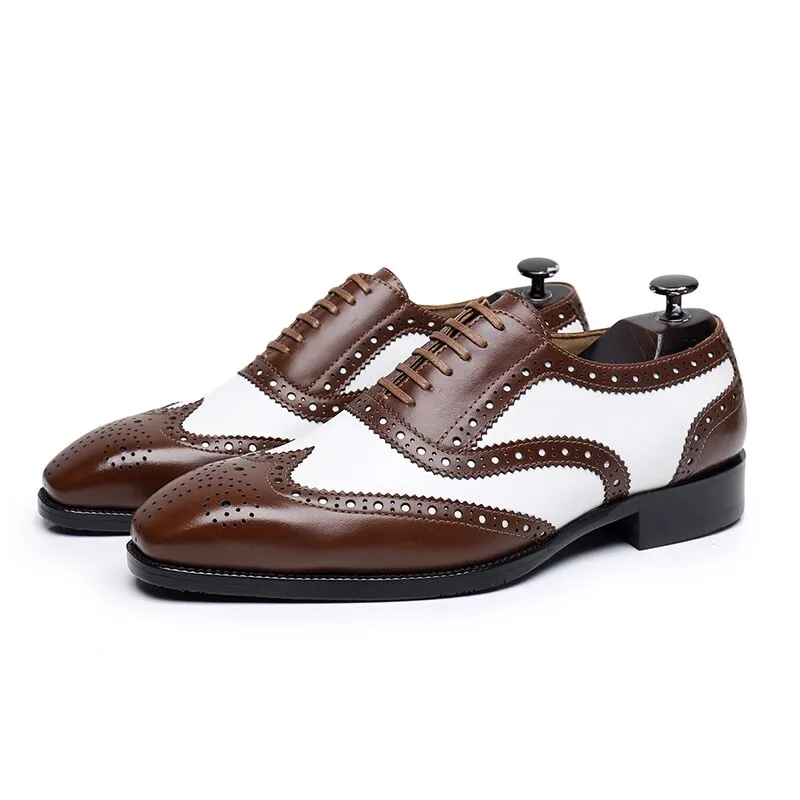 Men's Genuine Leather Pointed Toe Lace-up Closure Formal Shoes