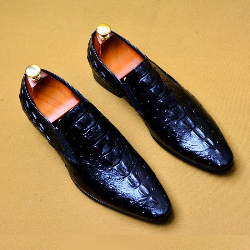 Men's Genuine Leather Pointed Toe Slip-On Closure Formal Shoes