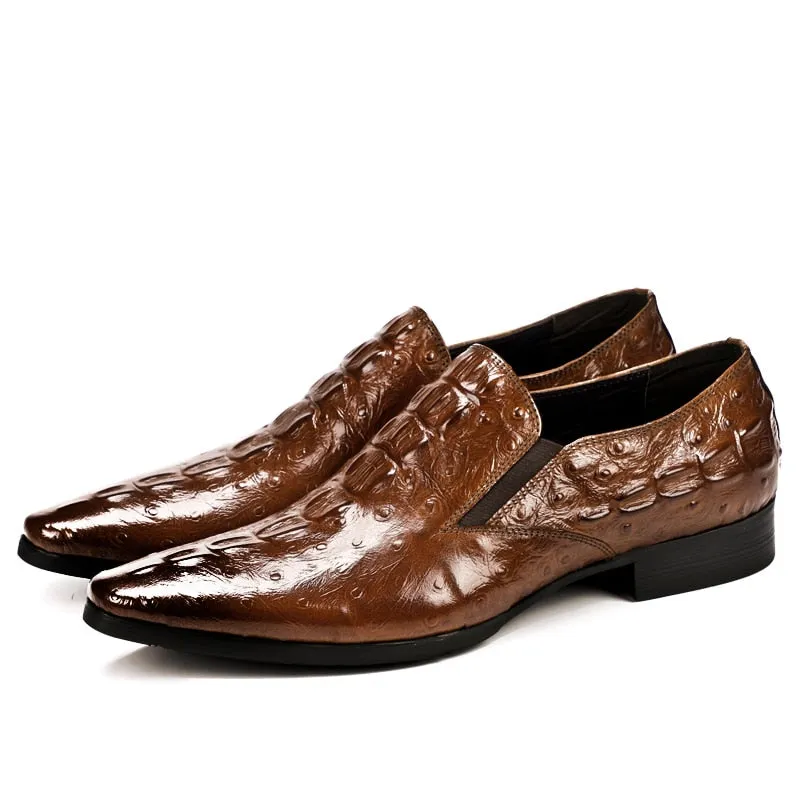 Men's Genuine Leather Pointed Toe Slip-On Closure Formal Shoes