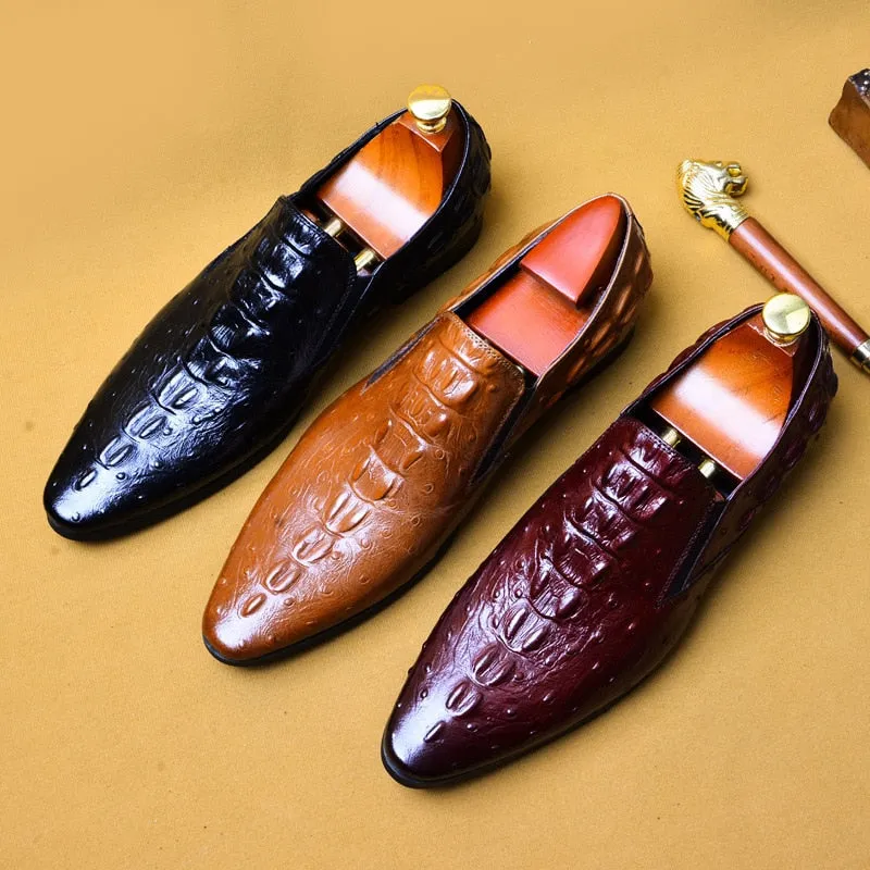 Men's Genuine Leather Pointed Toe Slip-On Closure Formal Shoes