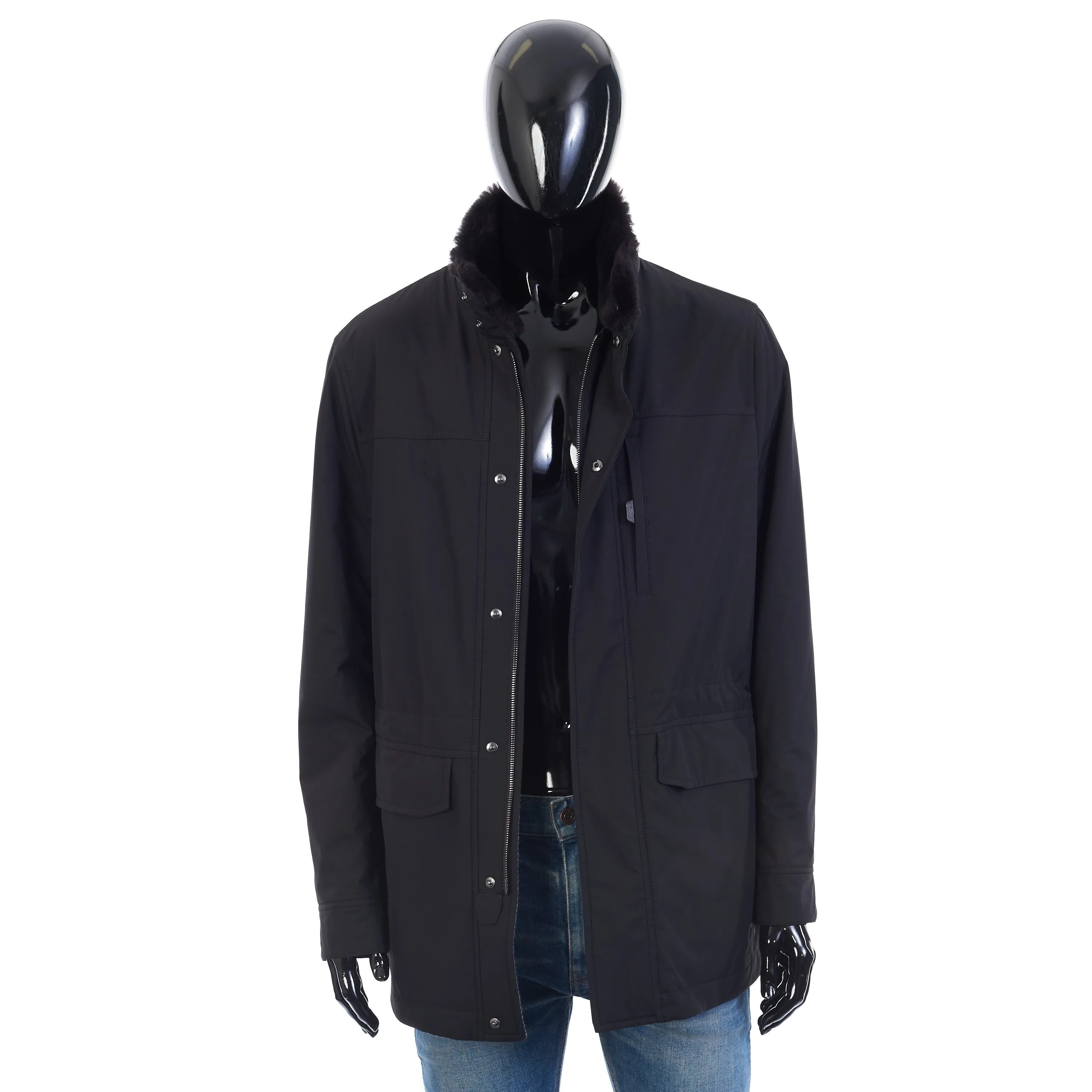 Performa Field Jacket In Black Technical Silk & Cashmere