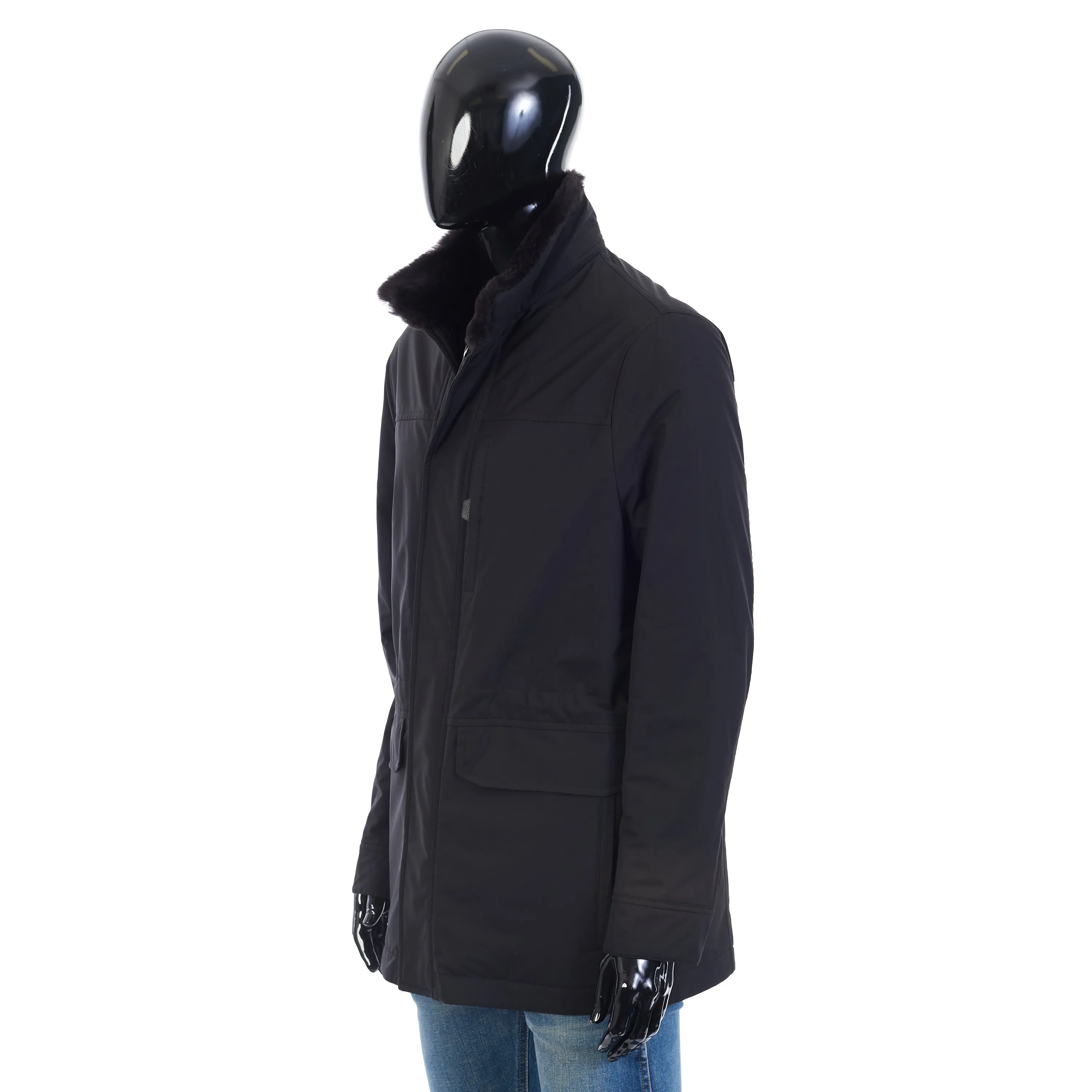 Performa Field Jacket In Black Technical Silk & Cashmere