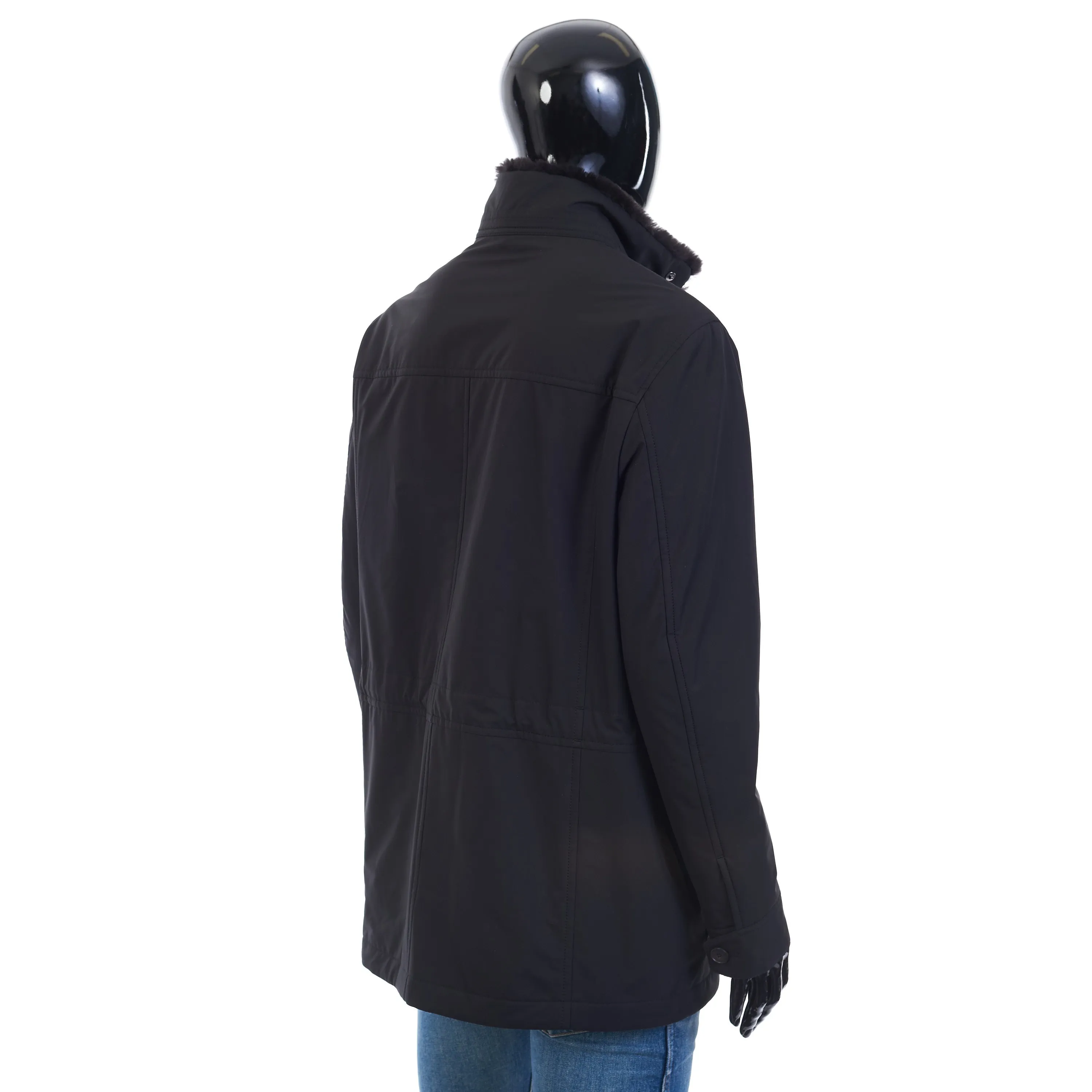 Performa Field Jacket In Black Technical Silk & Cashmere