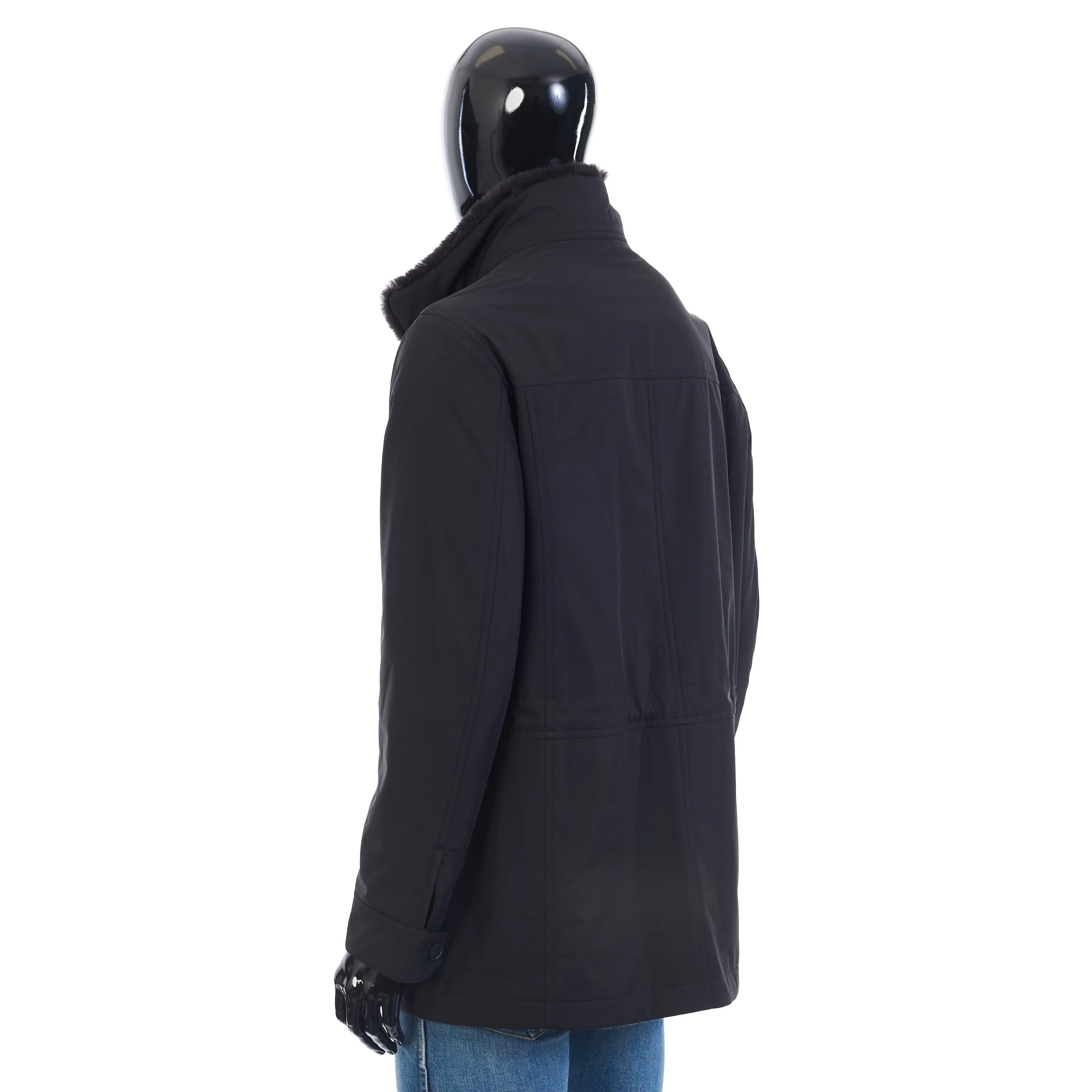 Performa Field Jacket In Black Technical Silk & Cashmere