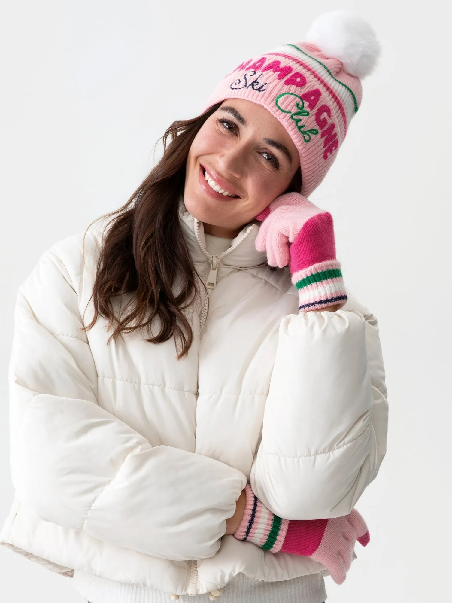 Shiraleah Colorado "Champagne Ski Club" Beanie, Blush