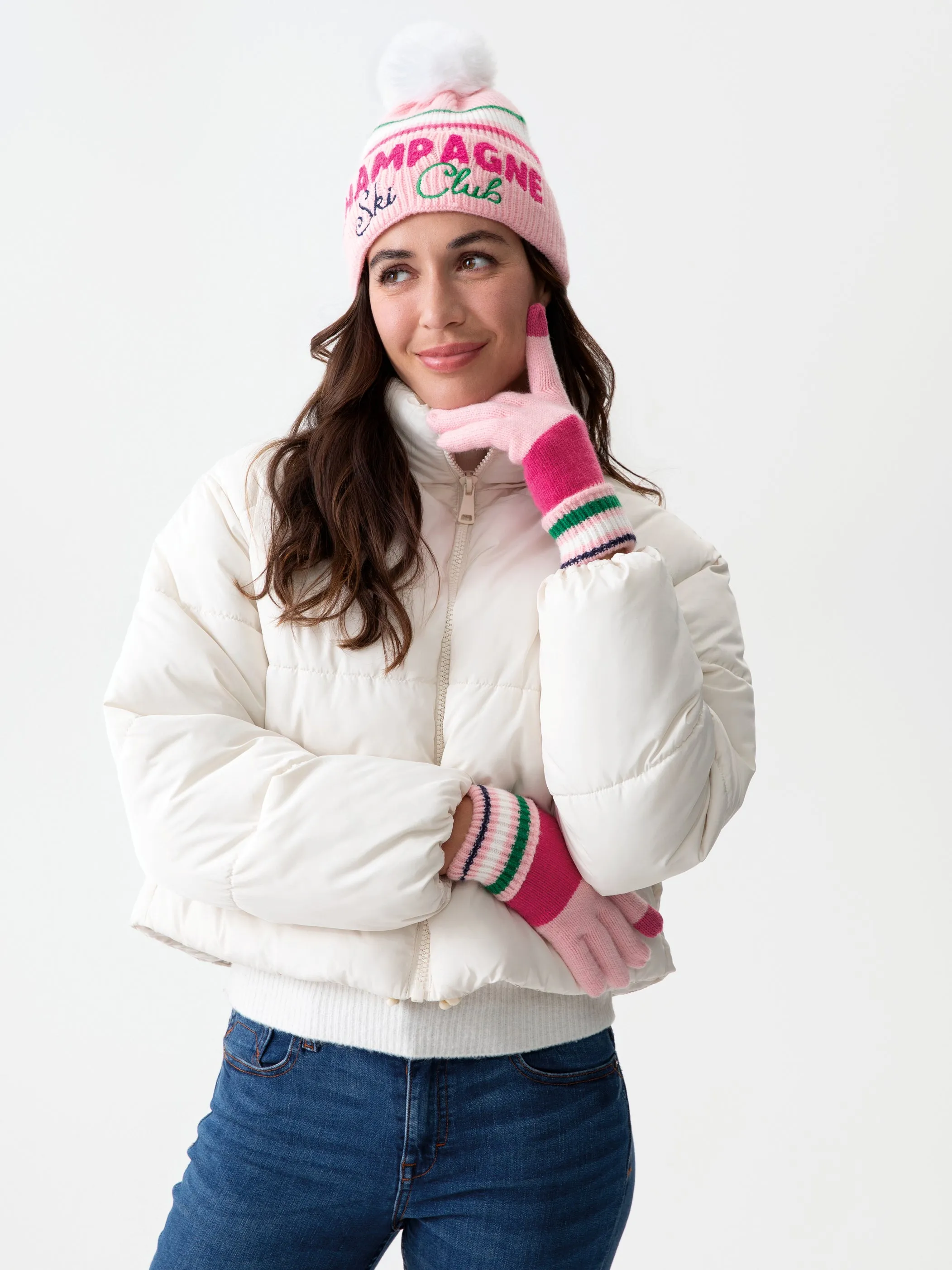 Shiraleah Colorado "Champagne Ski Club" Beanie, Blush