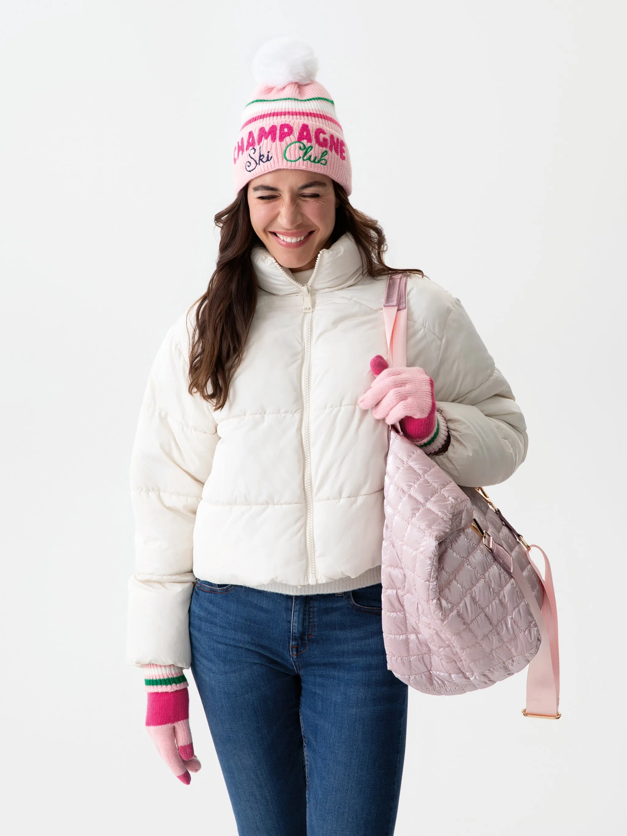 Shiraleah Colorado "Champagne Ski Club" Beanie, Blush