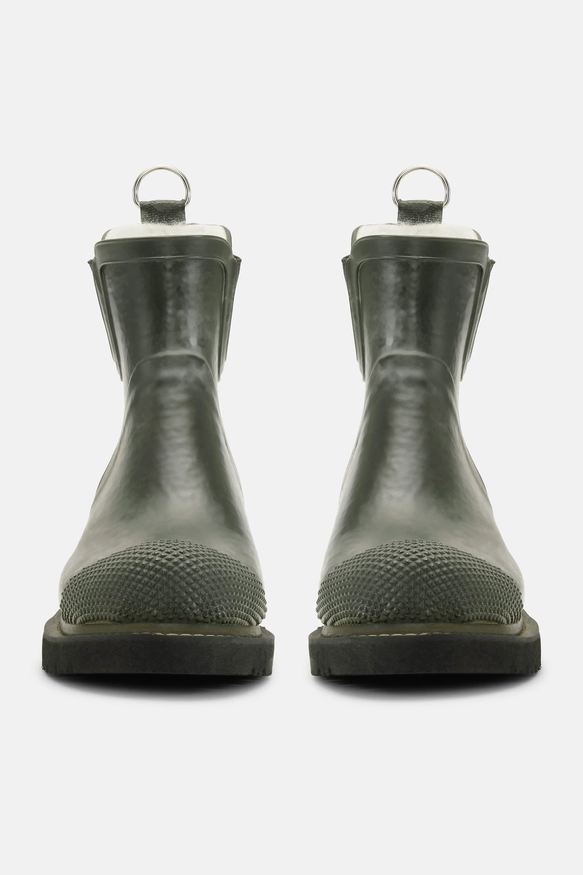 Short Rubber Boots With High Heel - Army