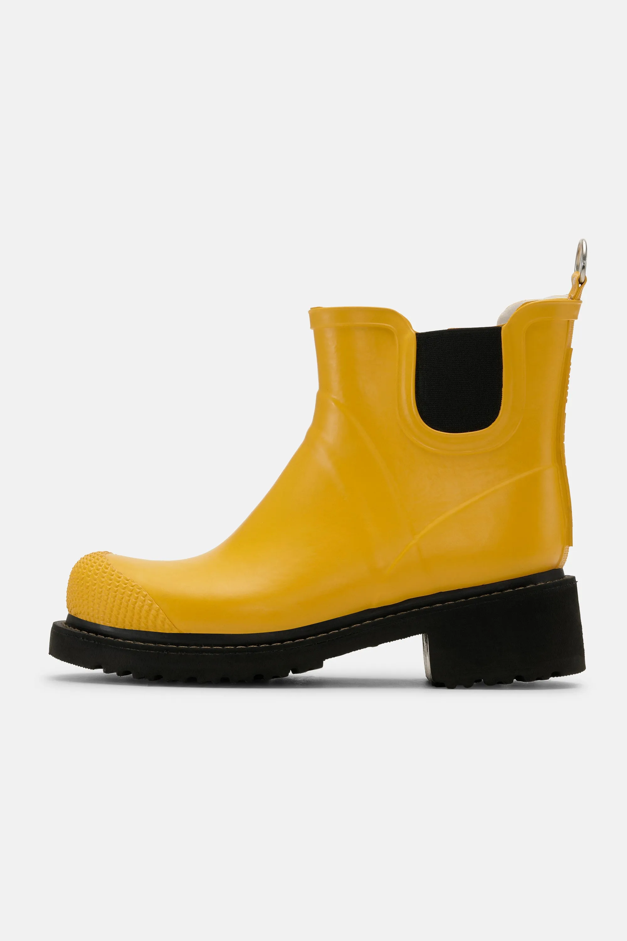 Short Rubber Boots With High Heel - Cyber Yellow