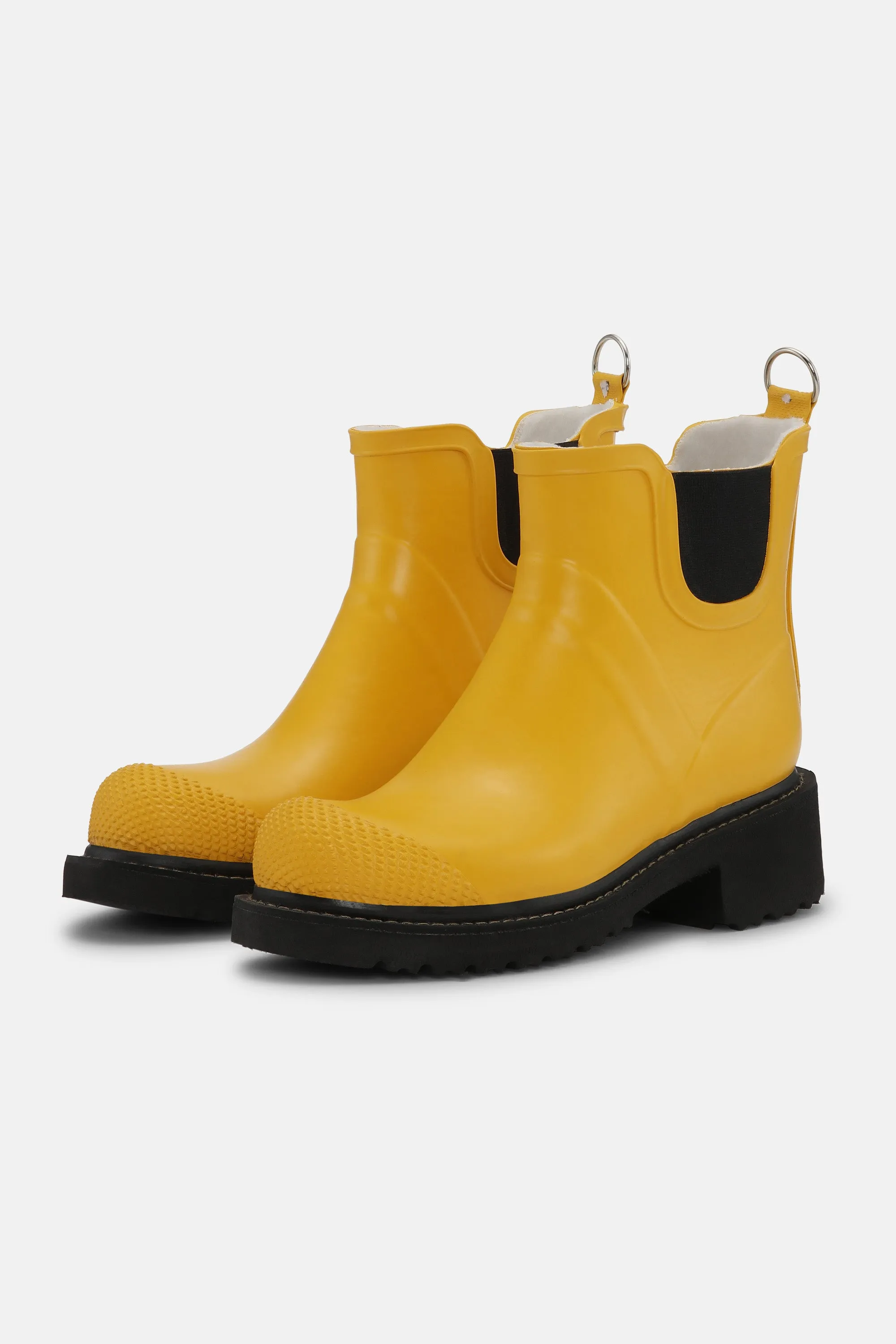 Short Rubber Boots With High Heel - Cyber Yellow