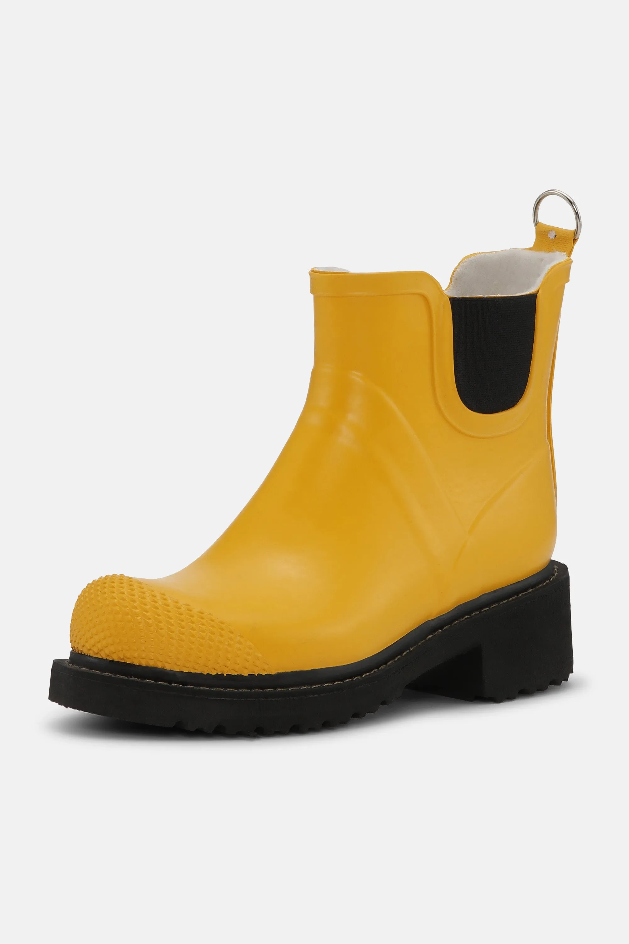 Short Rubber Boots With High Heel - Cyber Yellow