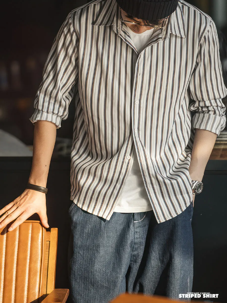 Silk Feel Striped Shirt