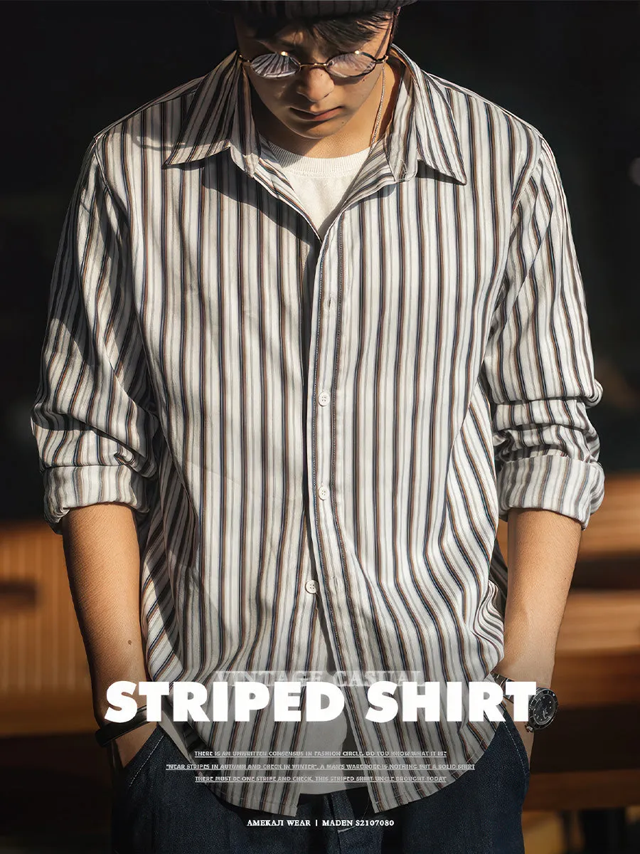 Silk Feel Striped Shirt