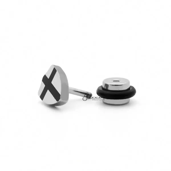 Stainless Steel Shield with Cross Fake Plug Earring