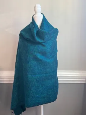 Teal green Handmade, Himalayan yak wool scarf/shawl/wrap/Hand loomed in Nepal