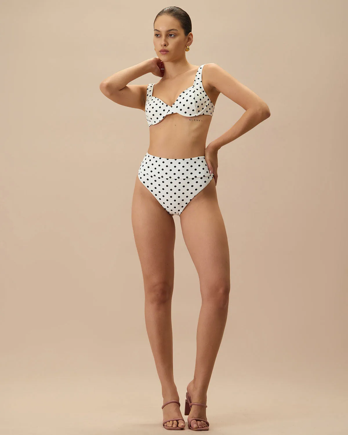 The White Polka Dot Underwire Bikini Top